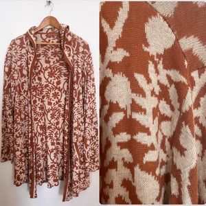 FALL cardigan  sienna cream botanical print